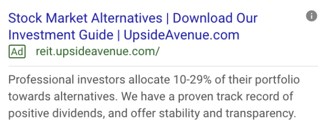 Google Ads CTA from Upside Avenue